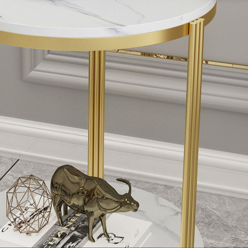 21.65" Slate Round Side End Table Iron 3 Legs Side Table with Shelf