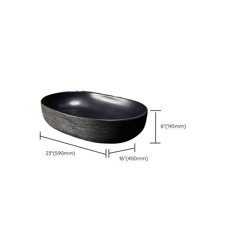 Modern Bathroom Sink Black Oval Ceramic Bathroom Sink with Faucet