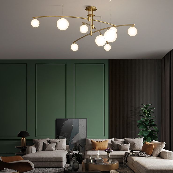 New Modern Glass Semi Flush Light Fixtures Bedroom Starburst Flush Mount Light with Shape