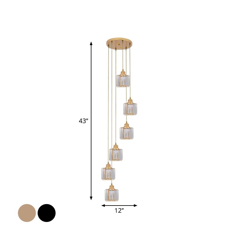 Nordique multiple lié d'éclairage pendentif à tambour de tambour avec nuance en cristal biseauté