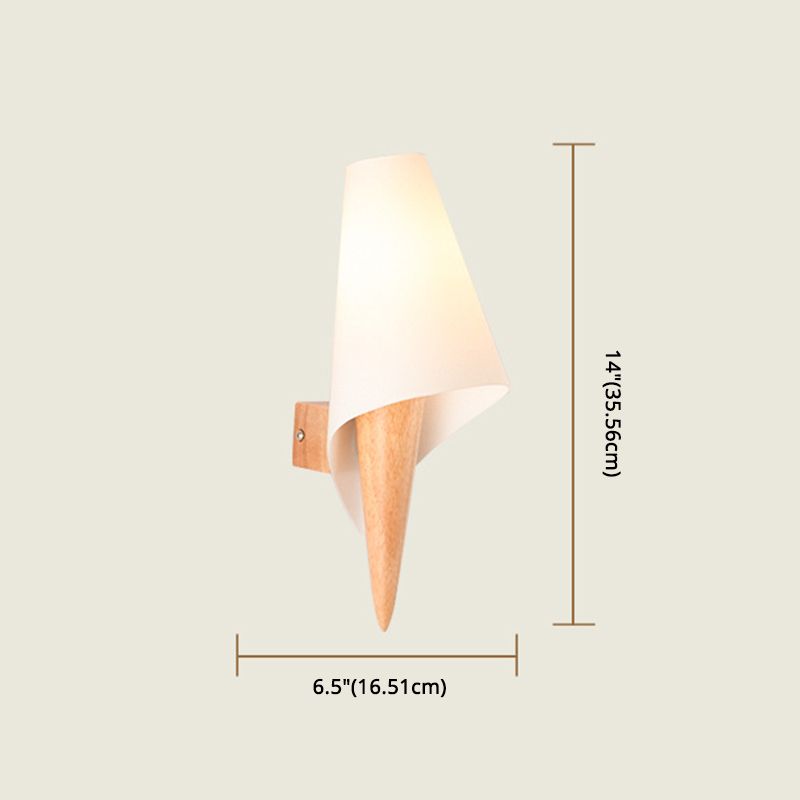 Creative Wooden Wall Lamp 1 Head Glass Shade Wall Sconce for Corridor Bedroom