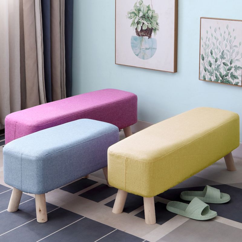Pure Color Ottoman Linen Blend Rectangle Fade Resistant Standard Ottoman