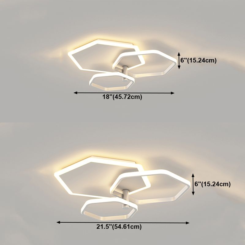 Metal Geometric Shape Flush Ceiling Light Modern 3 Lights Flush Ceiling Light Fixtures