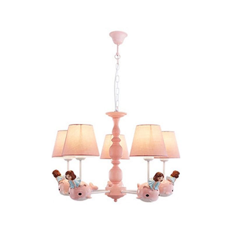 Multi Head Chandelier Light Nordic Macron Fabric Hanging Pendant for Living Room