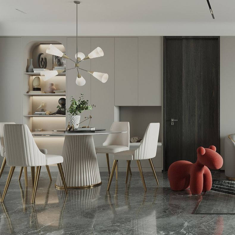 Glam Stone Dining Furniture 1/2/3/5/7 Pieces Turntable Dining Set for Home