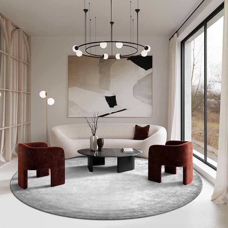 Fancy Green Area Carpet Modern Polyester Area Rug Pure Color Stain Resistant Rug for Bedroom