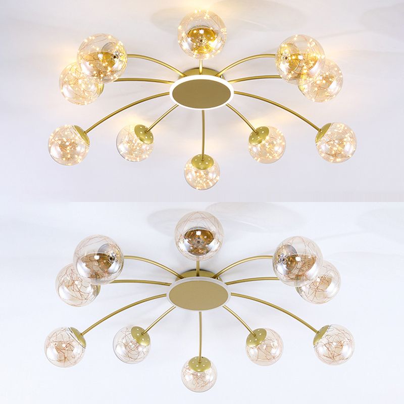 Noordse stijl moleculair gevormd plafondlichtglas Globe led String licht Lichte creatieve verlichtingsarmatuur voor woonkamer