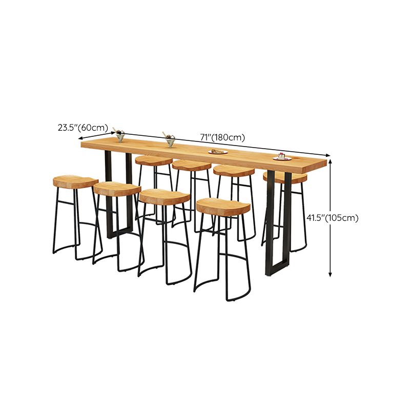 Modern Solid Wood Bar Table Sled Base Dining Table for Kitchen Living Room Coffee Room