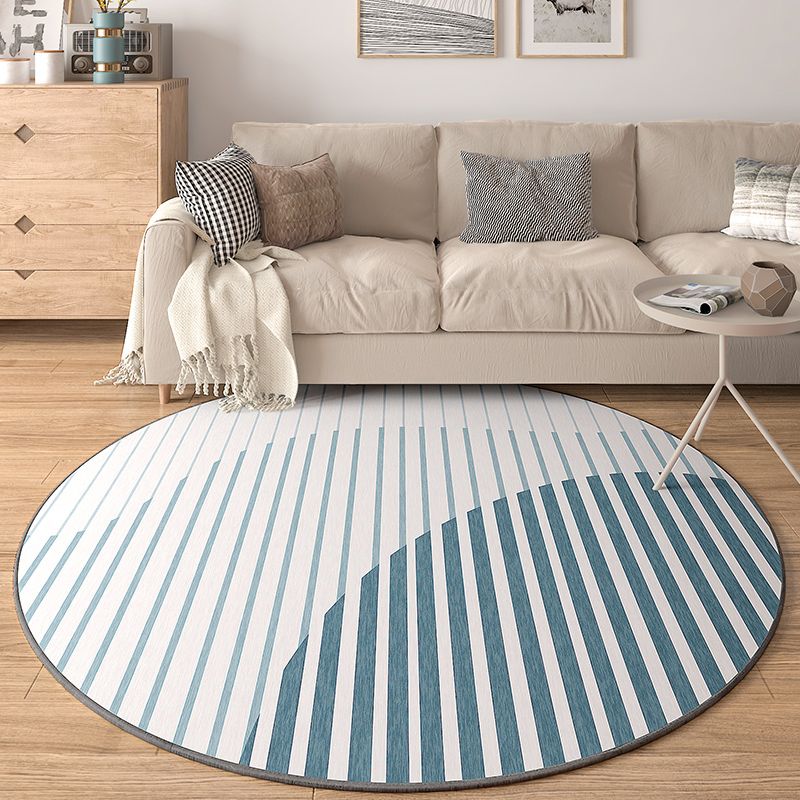 White Stripe Carpet Polyester Modern Carpet Washable Carpet for Living Room