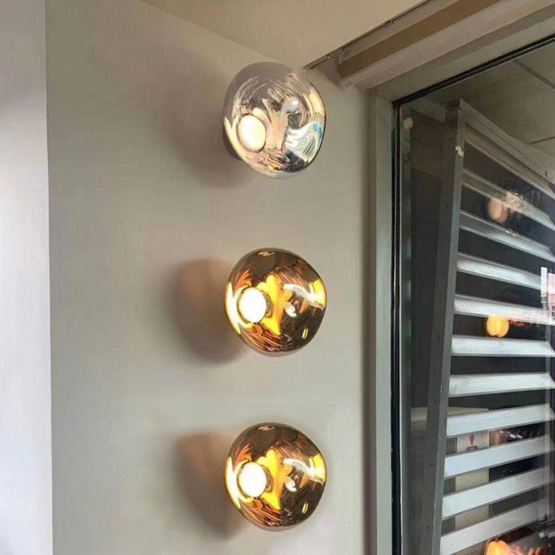Unique 1 - Light Wall Light Fixture Modern Glass Wall Sconce in Sliver / Amber