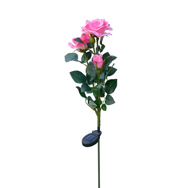 1 Pc Artificial Rose Bouquet Outdoor Solar Ground Lighting Plastic Contemporary LED Landscape Light