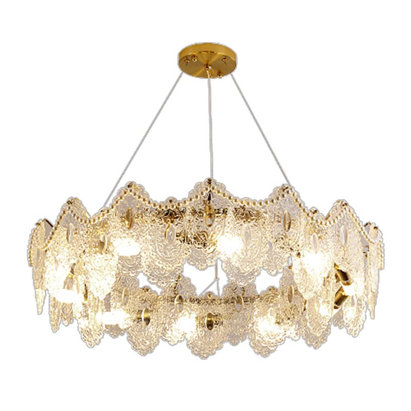 Metal Modern Pendant Light Oval Shape Island Light with Glass Shade for Living Room