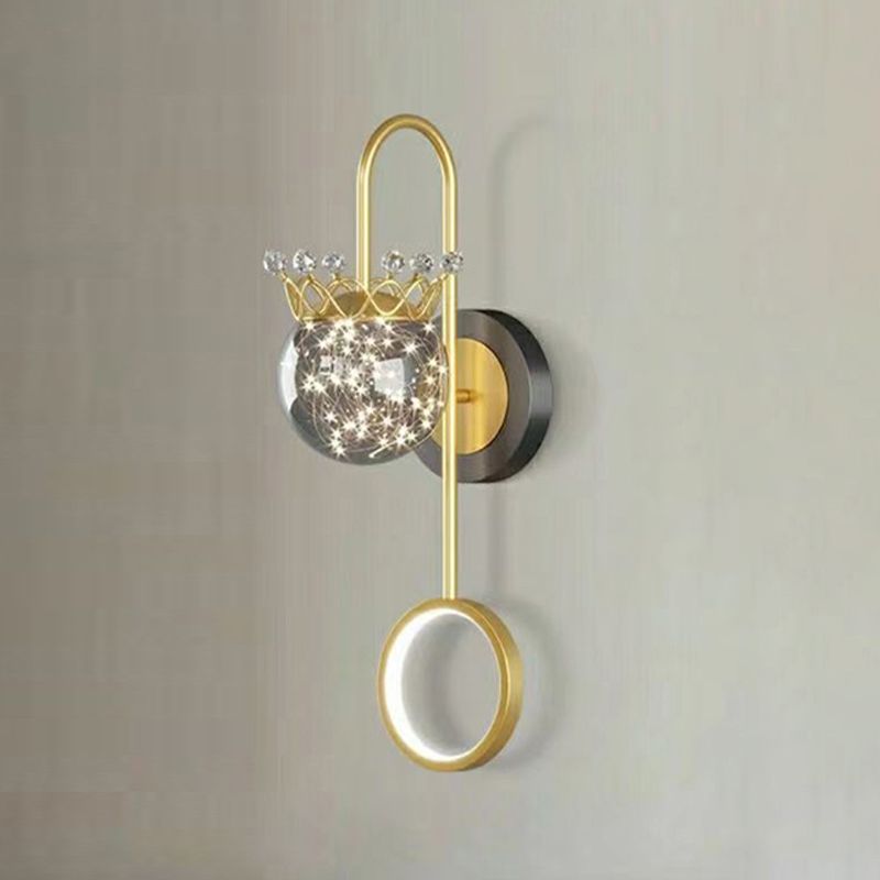 Light Luxury Style Aluminum Wall Light Glass Shade LED Wall Lamp for Bedroom