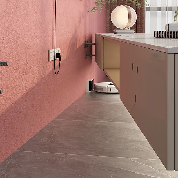 Contemporary TV Console with Drawers Stone and Wood TV Stand