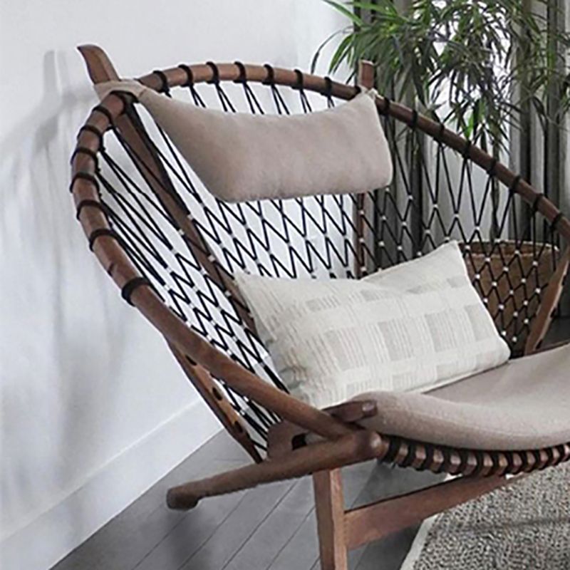 Scandinavian Papasan Chair Solid Color Wooden Papasan Chair for Living Room