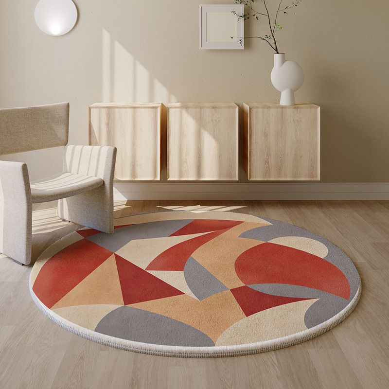 Orange Modern Rug Polyester Color Piece Indoor Rug Stain Resistant Rug for Drawing Room