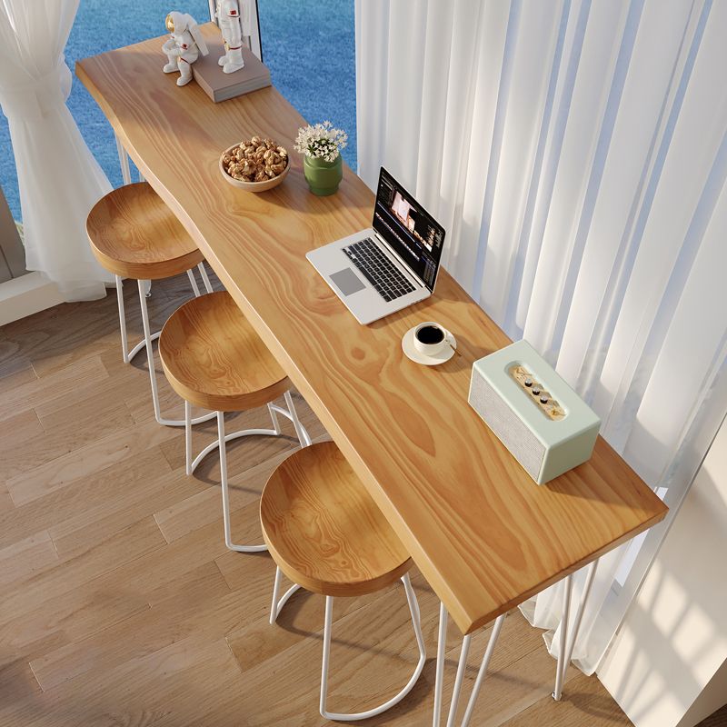 Modern Style Bistro Bar Table Rectangle Wood Metal Base Bar Table for Home