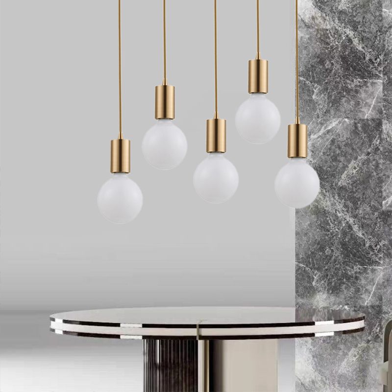 1 illuminazione lampada a sospensione della lampadina nuda retrò in metallo in ottone in metallo interno