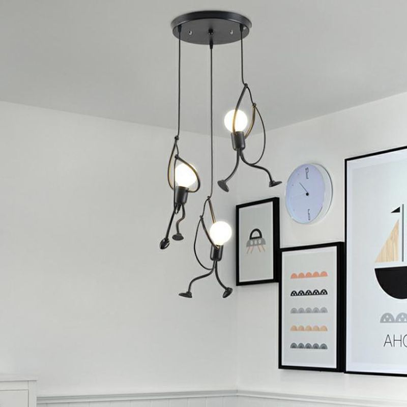 Style Industrial Style Light Swing in ferro battuto Lam lampade appeso in nero