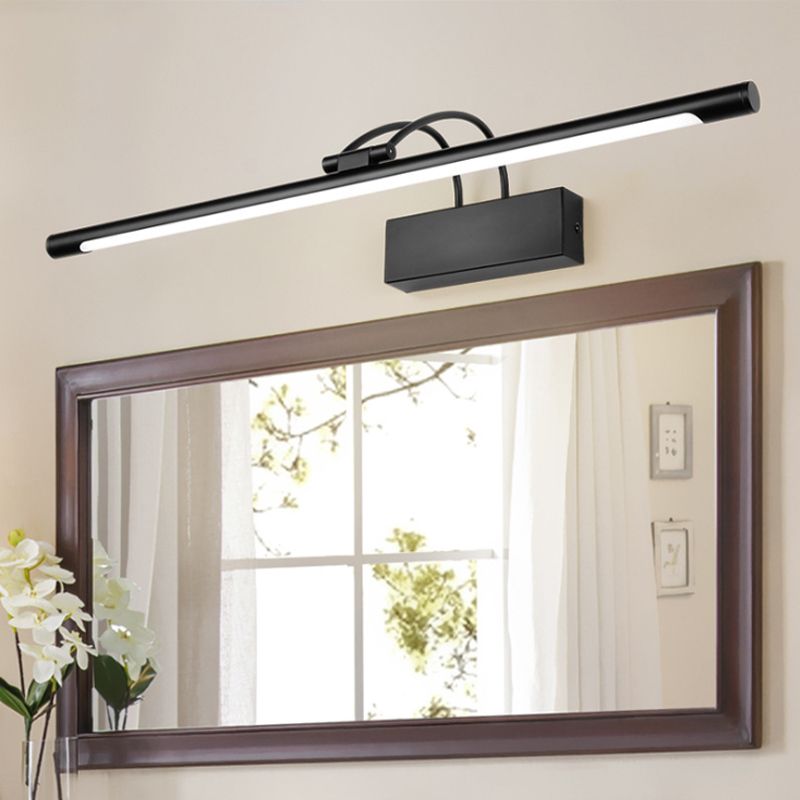 Luce murale tubolare Moderna stile moderno LED Black Finitura Vanity Sconce Light in luce calda/bianca, 18 "/21,5" W