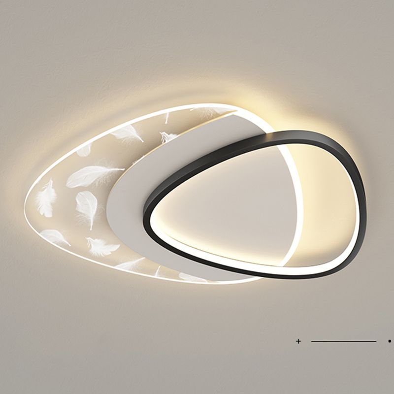 Plafonnier oblong en acrylique à montage encastré à LED en plumes à la mode moderne pour le salon