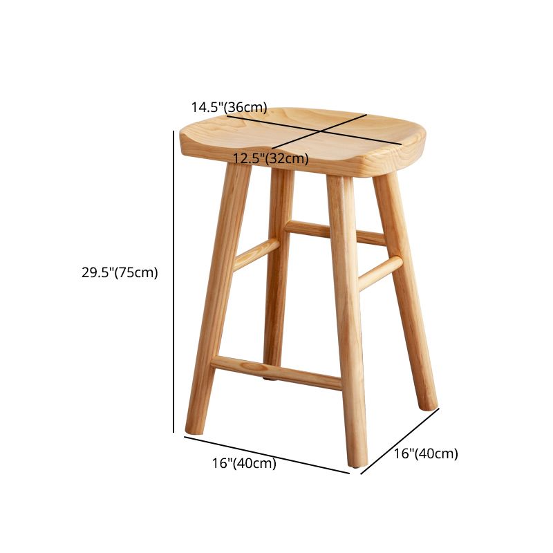 Zeitgenössischer klappbarer Barhocker aus massivem Holz für den Innenbereich mit Holzsitz und Fußstütze