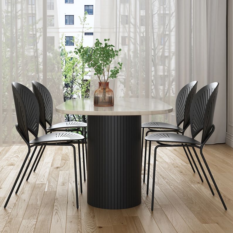 Solid Wood Contemporary Double Pedestal Dining Table Sintered Stone Table for Dining Room