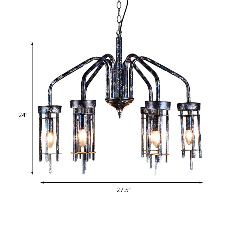 6 Lights Metal Chandelier Lamp Farmhouse Antique Black Sputnik Bedroom Down Lighting Pendant