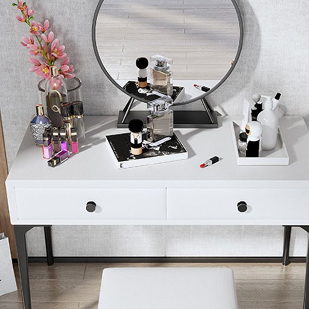 Metal Vanity Set with Stool and Mirror in Black/White Vanity