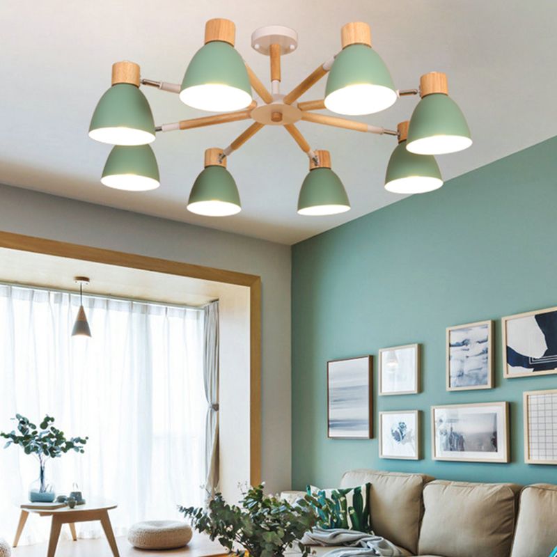 Bell Chandelier Light Fixtures Macaroon Multi-Head Hanging Lamps with Aluminum Shade