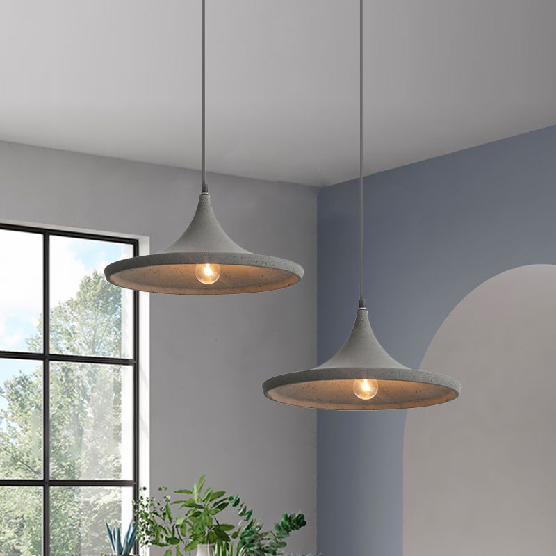 Cone Shade Pendant Lighting in Nordic Style Cement 1 Light Grey Hanging Ceiling Light
