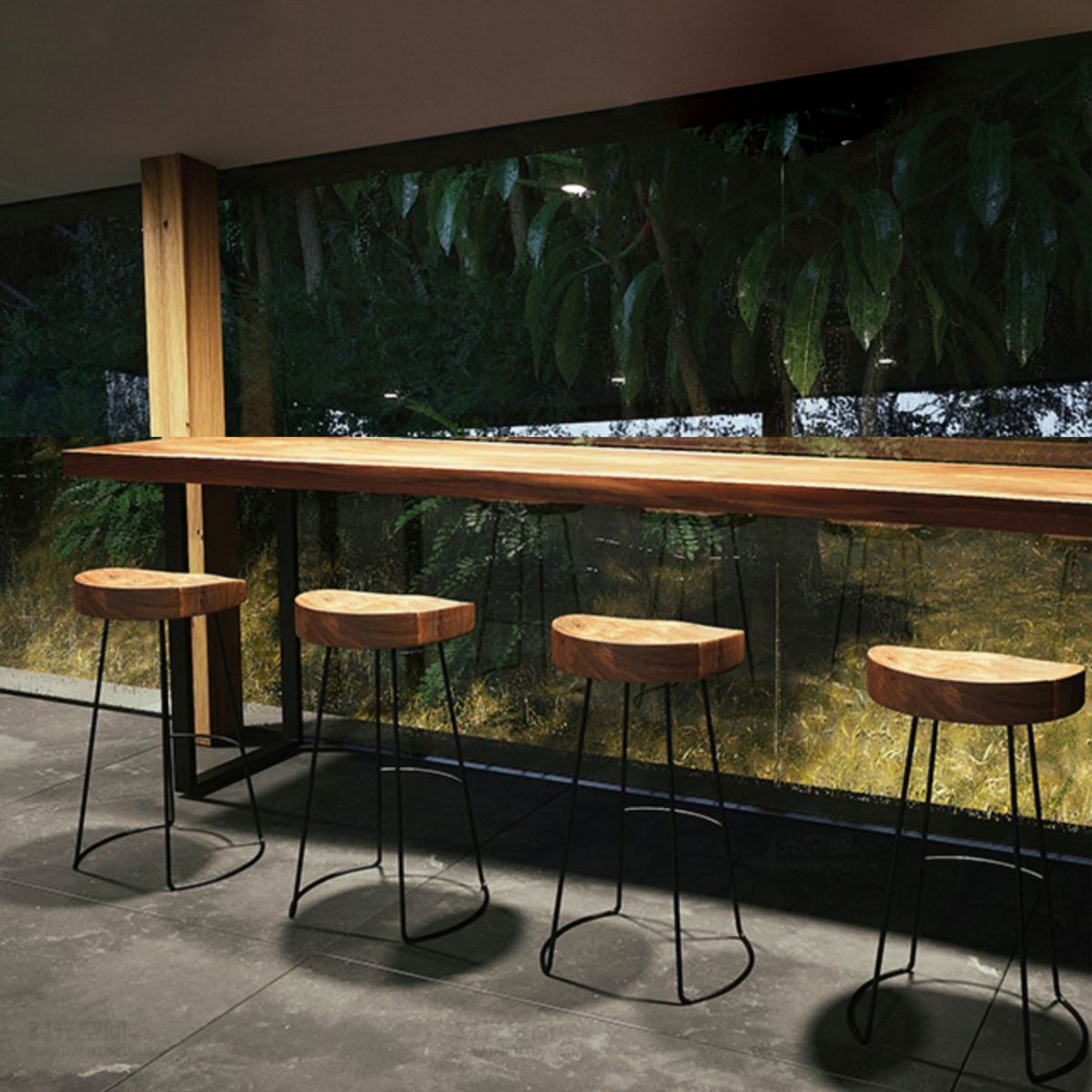 Modern Wood Counter Height Set 1/2/5 Pieces Indoor Natural Counter Set