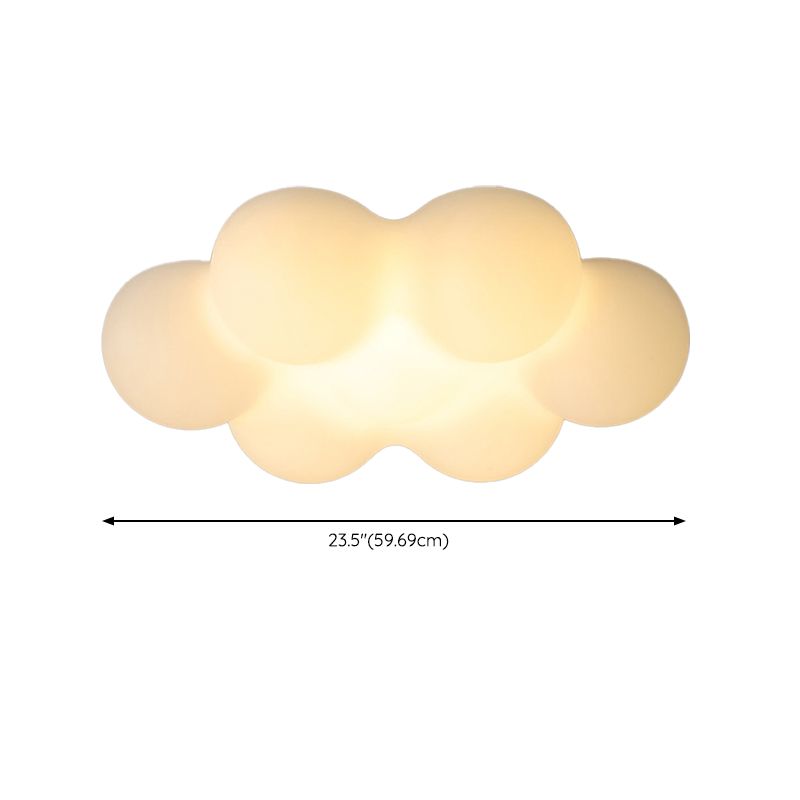 Kids Style LED Ceiling Mount Plastic Cloud Shape Flush Mount in White