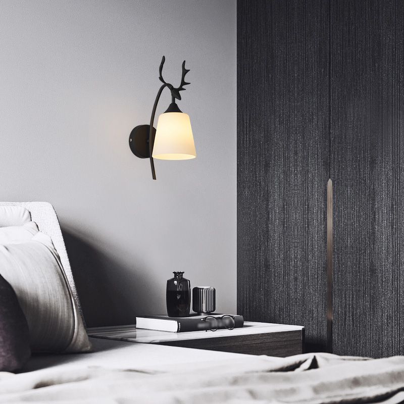 Conical Glass Wall Sconce Lighting Simplicity Style Wall Light Sconce for Bedroom