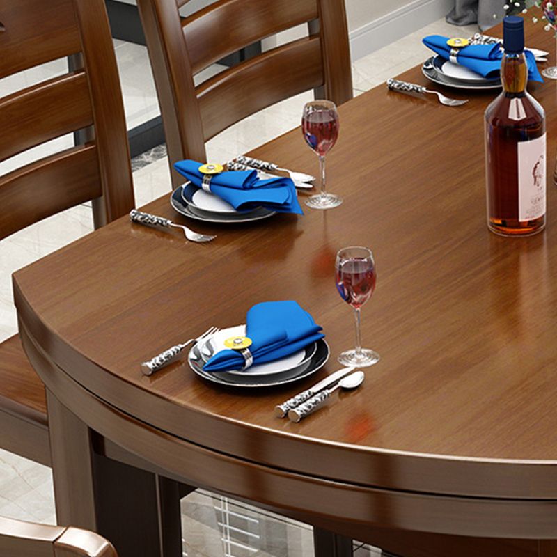 Modern Round Dining Table Solid Wood Drop-Leaf Dining Table for Dining Room