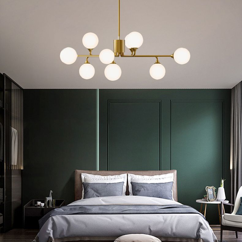 Lámpara de araña de la isla de oro de la isla de oro iluminación colgante de vidrio de estilo moderno para sala de estar