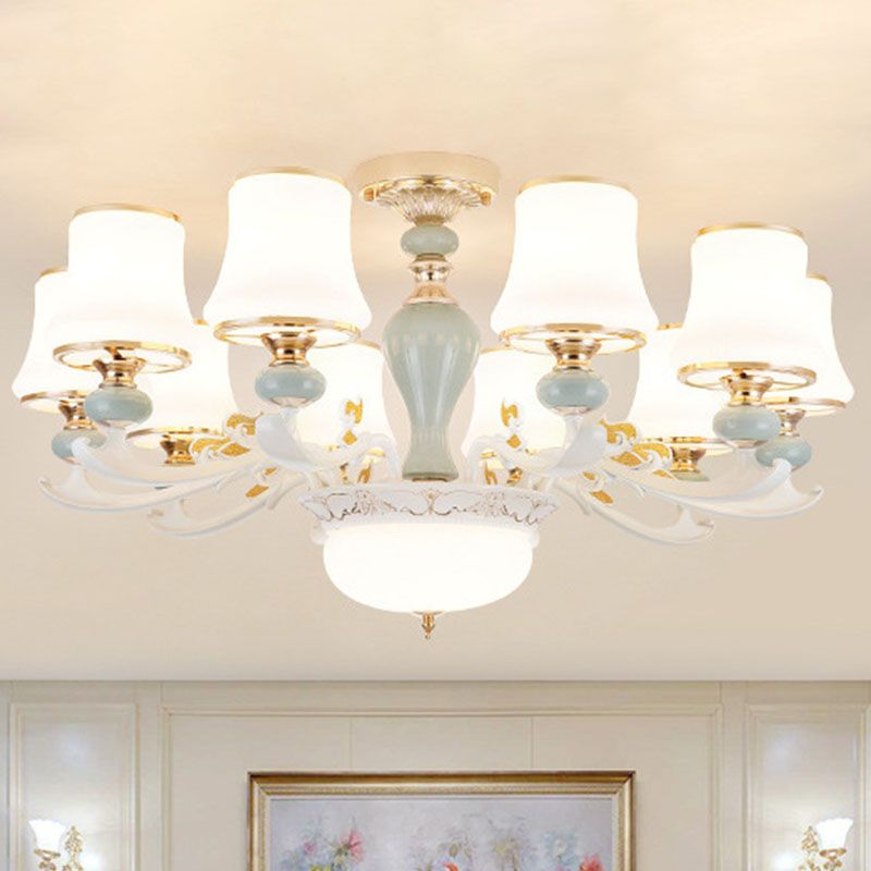 Cono Cono Cono Cono Camino Crema Camina de la sala de estar de vidrio Kit de luz en azul claro