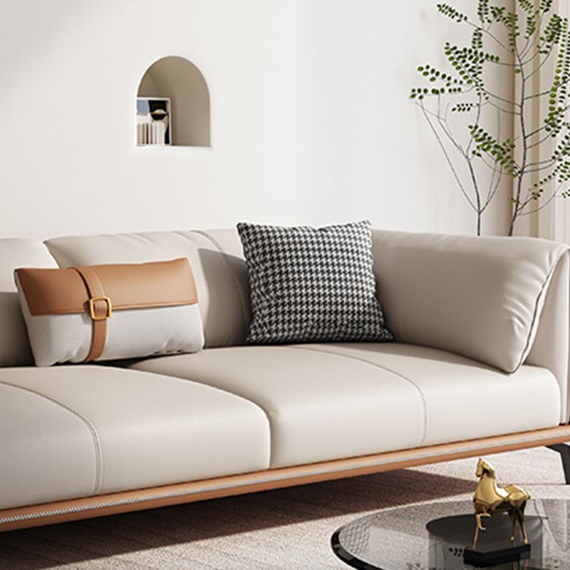 Contemporary Cushions Standard Pillow Top Arm Genuine Leather Sofa