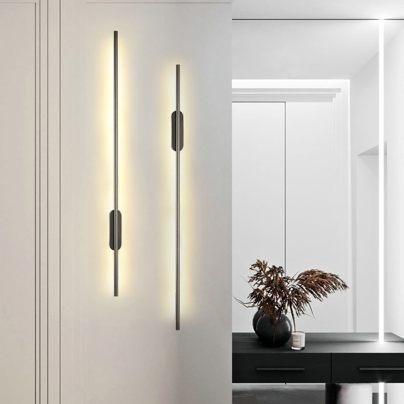 Modern Creative Linear LED Wall Light Wrought Iron Indoor Wall Lamp with Acrylic Shade