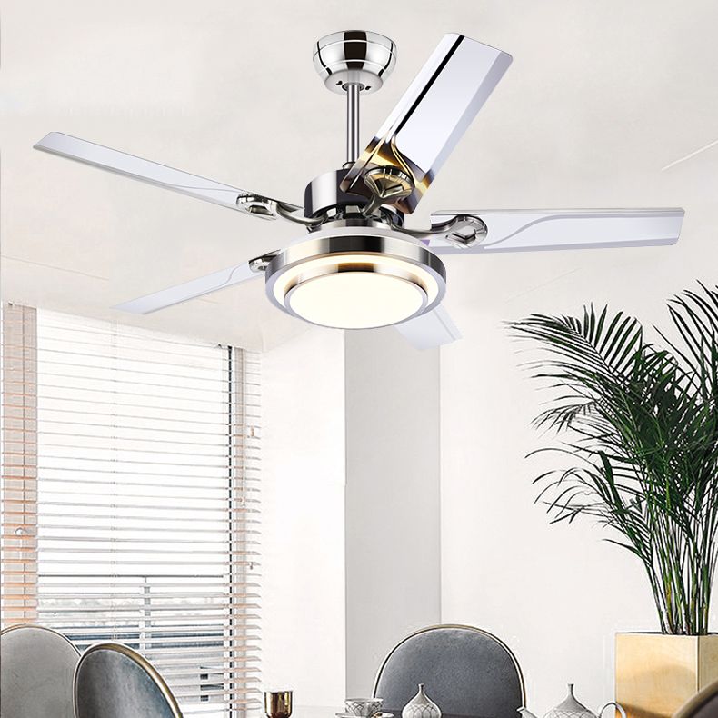 Unique Shape Metal Ceiling Fan Lighting Kids Style 1 Light Ceiling Fan Light in Silver