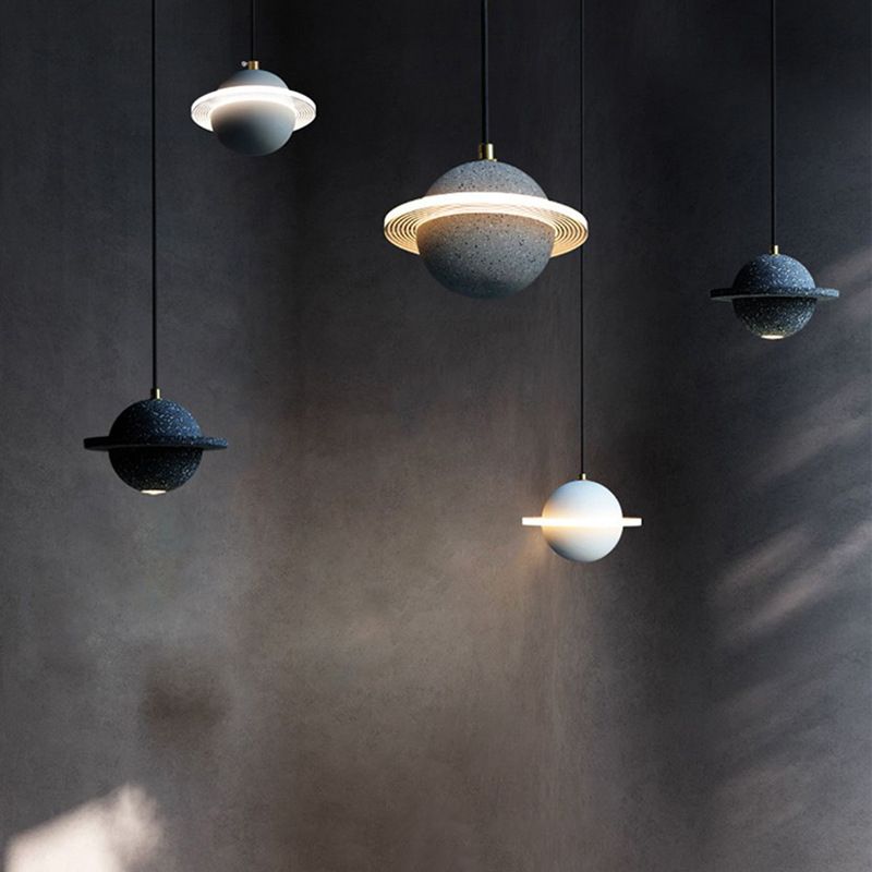 Globe Hanging Pendant Lights Modern Minimalist Style Pendant Ceiling Light with Cement Shade