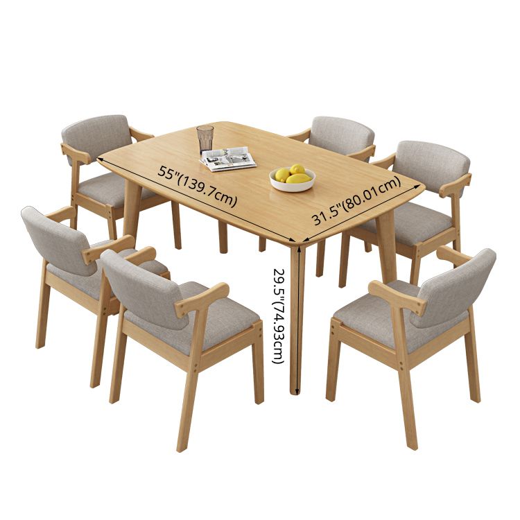 Set da pranzo in legno solido a forma di rettangolo contemporaneo set da pranzo standard kaki per cucina