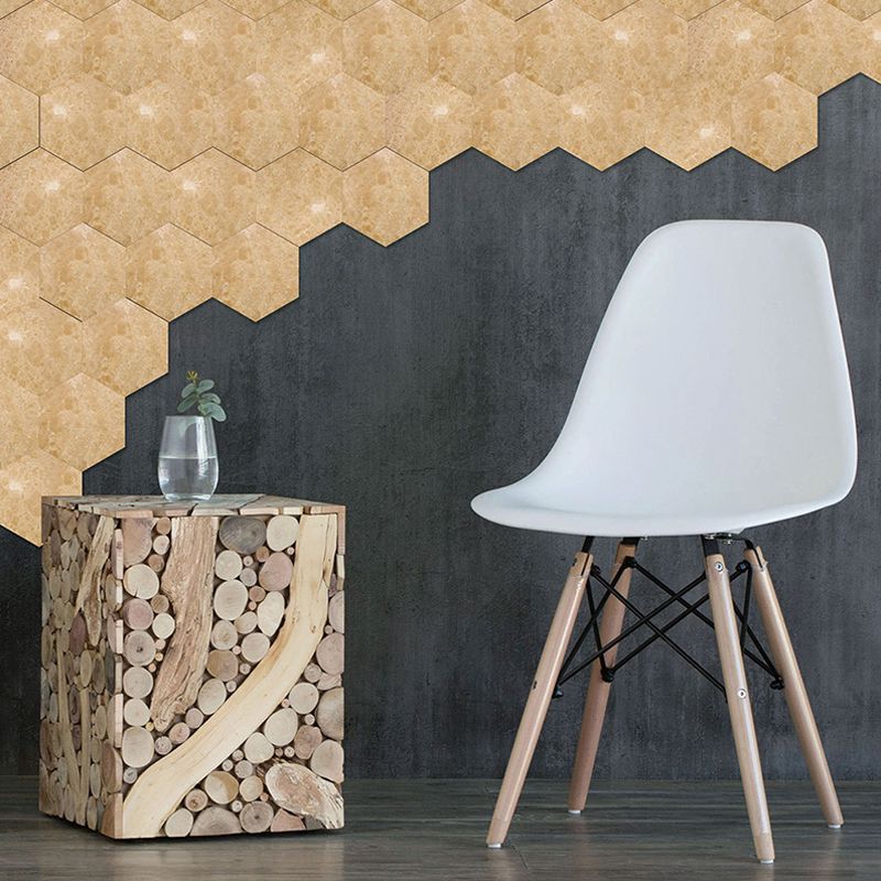 PVC Stick Wallpaper Panel Modern Marble Look Wall Covering in Yellow for Accent Wall