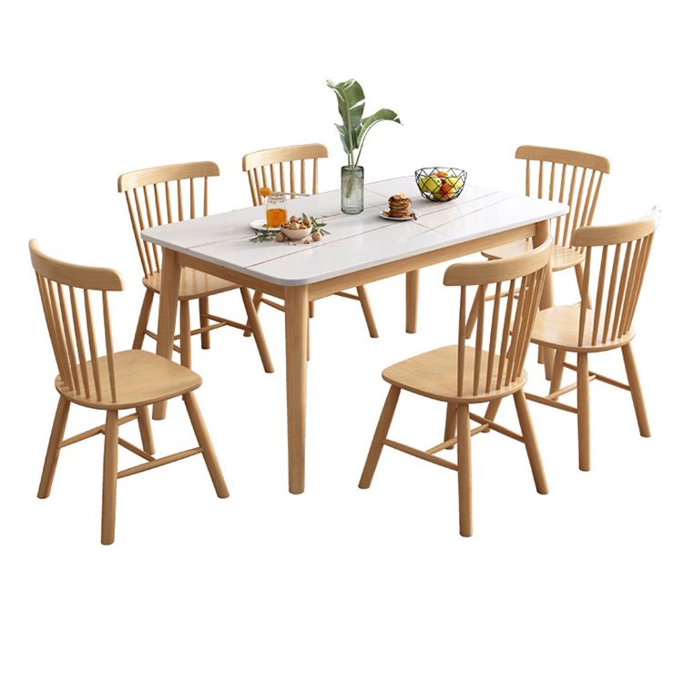 Modern Sintered Stone Dining Table¬†Set for 4/6 Dining Set with Rectangle Table and Windsor Chairs