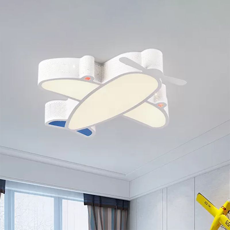 Acrylic and Metal Plane Flush Mount Light Boys Bedroom Cartoon Eye-Caring LED Ceiling Lamp