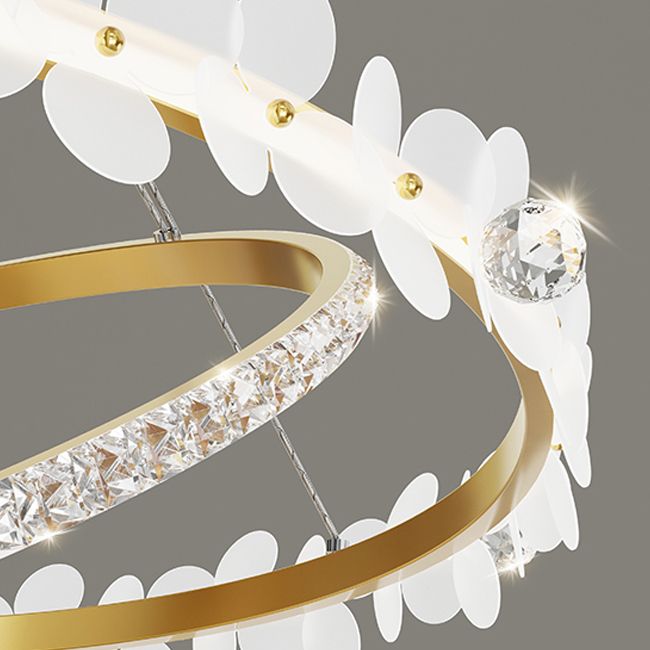 Modern Crystal Flush Mount Circle Shape Ceiling Light with Plastic Shade for Living Room