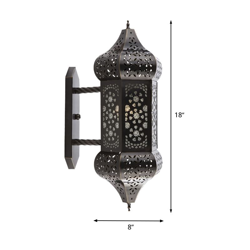 Arabische lantaarn Wand SCONCE VERLICHTING 1 licht metallic wandmontage Lamp in het zwart voor buiten