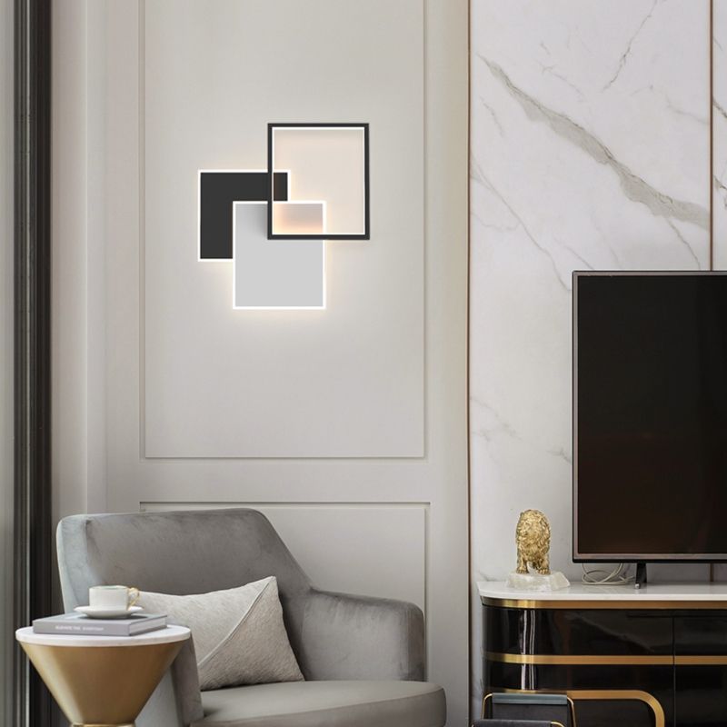 Black Contemporary Metal LED Wall Mounted Lighting 1-Light Wall Sconce for Bedroom