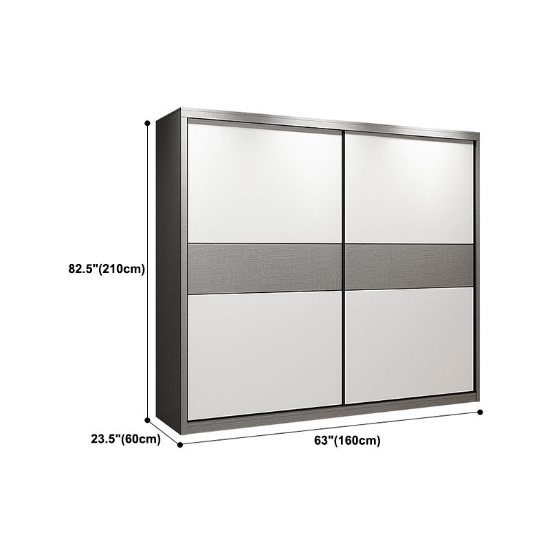 Modern Style Wooden Wardrobe White Colour Wardrobe Closet with Sliding Door