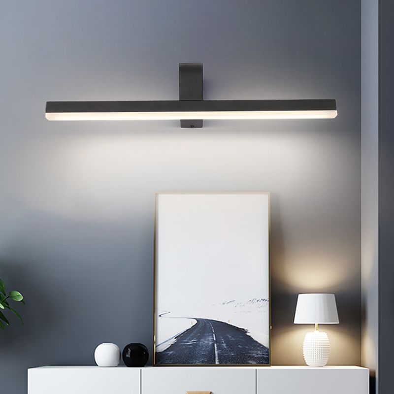 Led badkamer ijdelheid licht moderne stijl zwart/witte wandverlichtingsideeën met slanke metalen tint in warm/wit licht